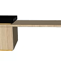 Modern Dining Table With Wooden Top And Side Cabinet Black Countertop