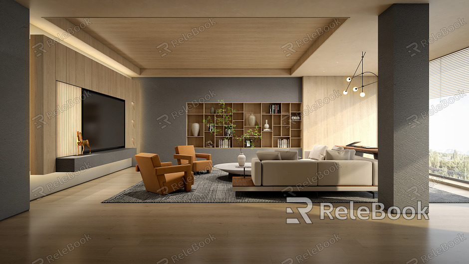 Modern Living Room Villa Living Room Leisure Area Negotiation Room Reception Room Living Room Study Room model