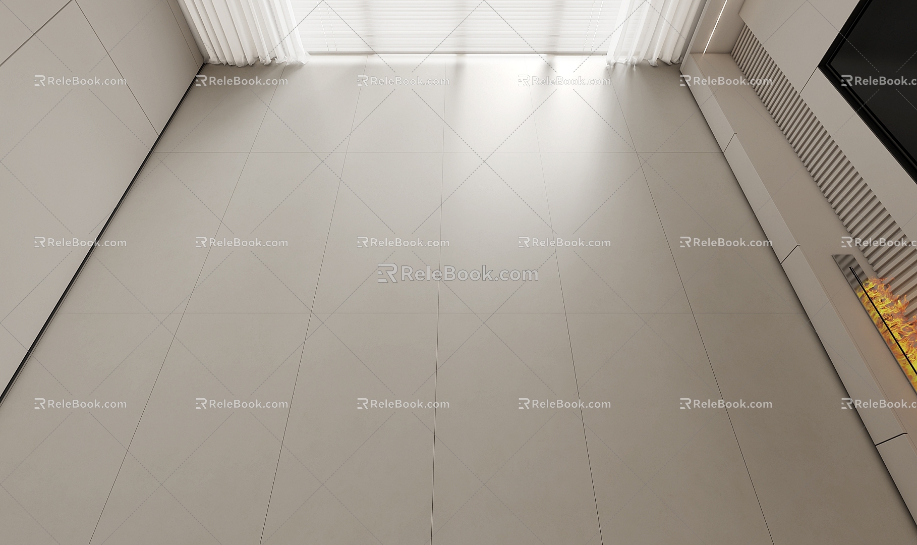 Cream warm gray soft light brick cement gray floor tile matte brick Foshan brick 3d model