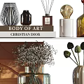 Elegant Modern Ornamental Decor Set With Vases Books Diffusers And Green Plants 3d model