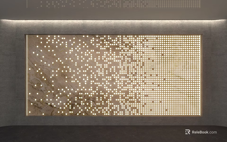 Modern Accent Wall Design With Marble Texture And Embedded Lighting Features 3d model 