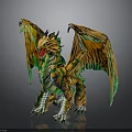 Fantasy Dragon With Vibrant Yellow Green Orange Wings And Detailed Scales