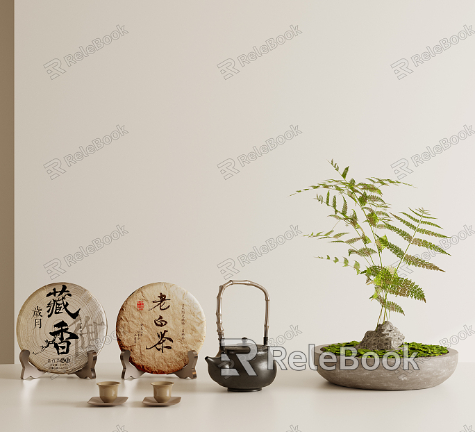 New Chinese Tea Set Ornaments Decoration Green Plant Teapot Tea Cup Tea Plant Old White Tea model