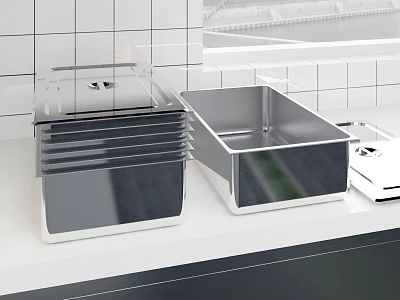 Stainless Steel Cutlery Set With Storage Box For Modern Kitchen Use 3d model
