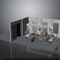 Military Vehicle Repair Workshop With Overhead Crane Tools And Gray Garage Walls