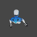 3D Game Movie Anthropomorphic Fox Character With Blue White Fur Standing Open Hands