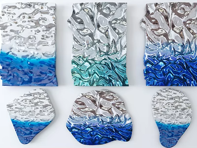 Abstract Wall Decor With Fluid Art Marble Texture And Blue White Gray Tones 3d model