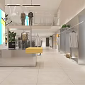 Modern Clothing Store Interior With Mannequins Display Areas And Decorative Plants