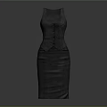 Elegant Gray Sleeveless Fitted Waist Dress With Leather Like Fabric Design