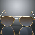 Stylish Golden Frame Sunglasses With Brown Gradient Lenses And Reflective Surface