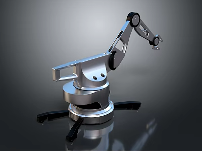 Intelligent Machine Robotic Arm With Silver Design And Stable Base For Automation 3d model