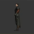 Male Warrior In Detailed Metal Armor With Cloak Standing On Gray Background