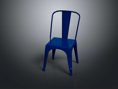 Blue Modern Metal Single Chair With Simple Design And Smooth Curved Lines For Home Use 3d model