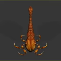Detailed Insect Sculpture With Transparent Wings Orange Red Body And Glowing Effect