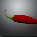 Fresh Red Chili Pepper With Green Stem And Shiny Smooth Surface 3d model