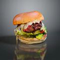 Juicy Beef Burger With Golden Bun Melted Cheese Fresh Lettuce And Tender Patty