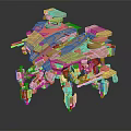 Golden Mechanical Creature Character With Intricate Robotic Parts And Detailed Leg Structures