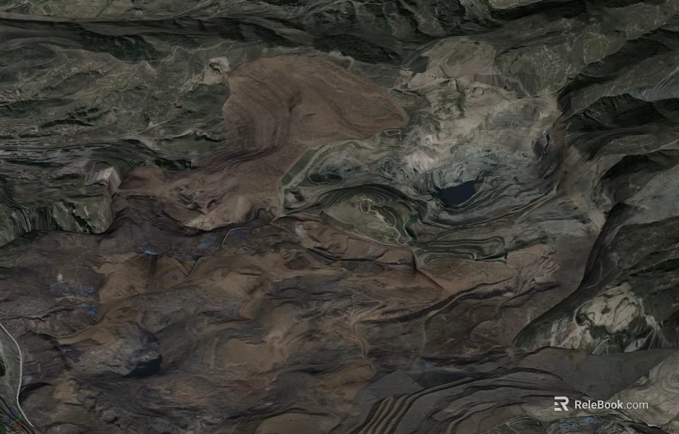 Natural Rugged Mountainous Terrain With Deep Gullies And Layered Soil Formations 3d model 