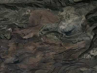 Natural Rugged Mountainous Terrain With Deep Gullies And Layered Soil Formations 3d model