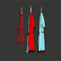 Elegant Robes on Hangers Featuring Blue Red Tones and Lace Trim on Dark Reflective Surface
