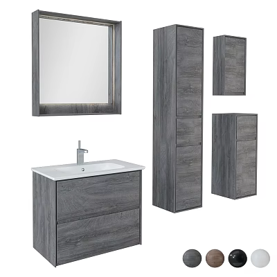 Modern Wooden Bathroom Vanity Set With Mirror Cabinets And Drawers 3d model