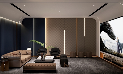 modern video room home video room private cinema 3d model