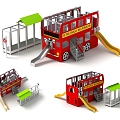 Car Park Bus Bus Slide Crawl Children's Amusement Features Equipment 3d model