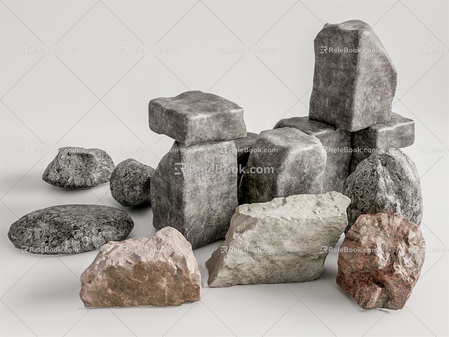 Modern Stone Landscape Stone Gravel Pebbles 3d model