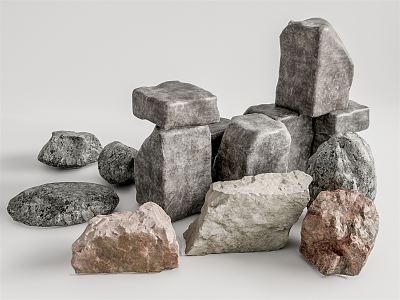 Modern Stone Landscape Stone Gravel Pebbles 3d model