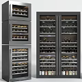 Modern Black Wine Cabinet Design With Multi tiered Shelves And Stored Wine Bottles
