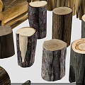 Realistic Wooden Materials Combined 3D Model With Boards Timber Firewood And Piles