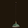 Vintage Industrial Pendant Light With Green Shade Brass Top And White Interior Light Bulb