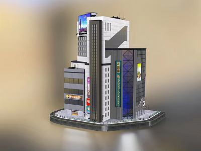 Modern Multi Storey Commercial Complex With Glass Facade And Retail Spaces 3d model