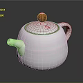 White Modern Teapot Design With Wooden Knob And Brown Rim Lid