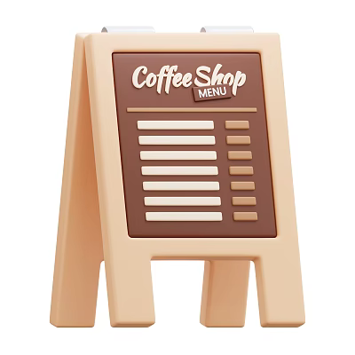 Decorative Coffee Shop Menu Display Stand Set with Brown Beige Vintage Design 3d model