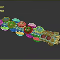 Futuristic Sci-Fi Mechanical Vehicle With Multiple Round Engines Red Accents And Cannon Turrets