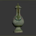 Classical Green And White Vase With Decorative Patterns Female Portrait And Double Handles Lid