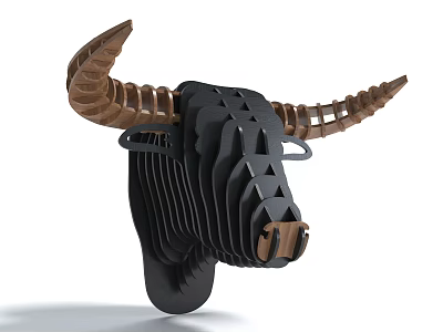 Geometric Bull Head Wall Decor In Black And Brown 3d model