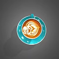 Teal Coffee Cup On Matching Saucer With Latte Art For Daily Use