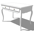 Elegant White Wooden Desk With Two Drawers And Curved Legs Design