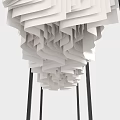 Modern White Pergola With Layered Origami Like Structure And Black Pillars