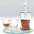 Whisky Combination Wine Glass White Wine Whisky Bottle suit Gift Box Plate Glass Wine Ware Foreign Wine 3d model