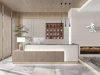 New Chinese Front Desk Hotel Club Front Desk Front Desk Service Desk Information Desk 3d model