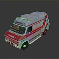 White And Red Ambulance Emergency Vehicle With Roof Red Sirens And Medical Cross