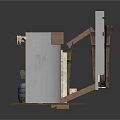 Architectural Building Model With Staircase Pipes Wooden Planks And Equipment