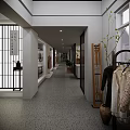 Minimalist Japanese Interior Design With Grid Door Calligraphy Scroll And Lanterns