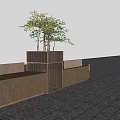 Outdoor Modern Landscape Benches With Wooden Structure And Planter Boxes Holding Green Plants