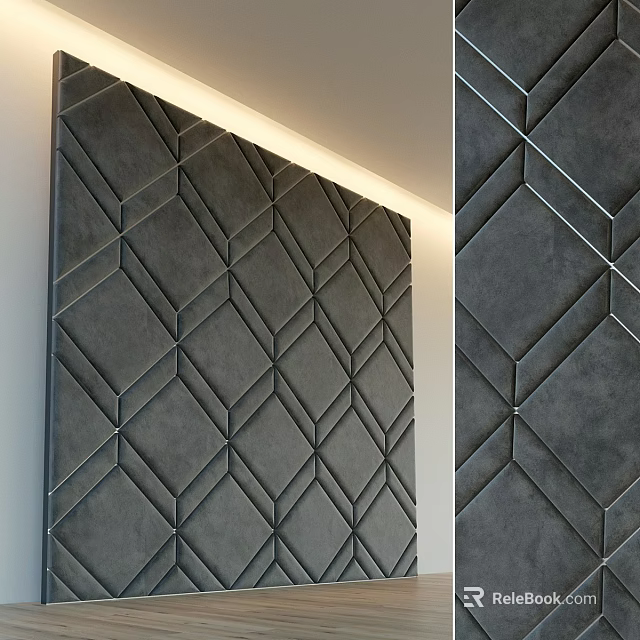 Modern Dark Gray Wall Decor With Geometric Patterns 3d model
