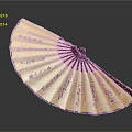 Elegant Traditional Chinese Calligraphy Fan with Purple Frame and Beige Surface