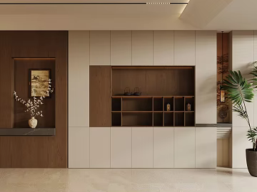 New Chinese Style Tea Cabinet Tea Set Display Cabinet Tea Room Decorative Cabinet New Chinese Style Tea Cabinet New Chinese Style Decorative Cabinet Side Cabinet New Chinese Style Floriculture Potted Plant (ID:ggach956113)